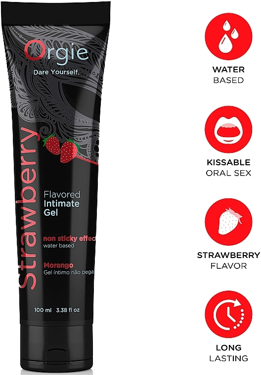 Jadalny lubrykant na bazie wody, truskawkowy - Orgie Lube Tube Flavored Intimate Gel Strawberry — Zdjęcie N2