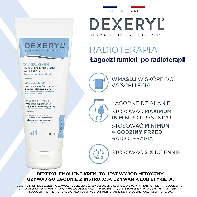 Krem ochronny do skóry przeznaczony do leczenia objawów i dolegliwości związanych z suchością skóry - Pierre Fabre Dermatologie Dexeryl Emollient Cream — Zdjęcie N8