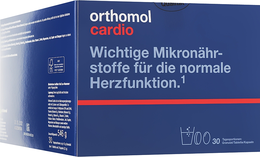 Witaminy na serce i stawy, proszek + kapsułki + tabletki - Orthomol Cardio — Zdjęcie N1