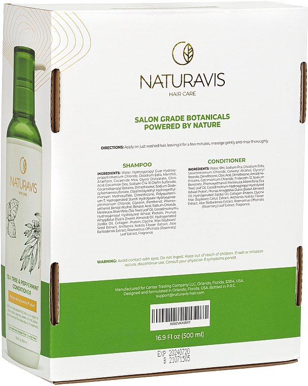 Zestaw do włosów Drzewo herbaciane i mięta pieprzowa - Naturavis Tea Tree & Peppermint Shampoo & Conditioner Set (shm/500ml + cond/500ml) — Zdjęcie N4