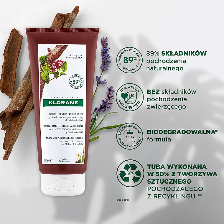 Odżywka przeciw wypadaniu włosów Szarotka - Klorane Strength Tired Hair & Fall Conditioner With Quinine And Edelweiss Organic — Zdjęcie N3