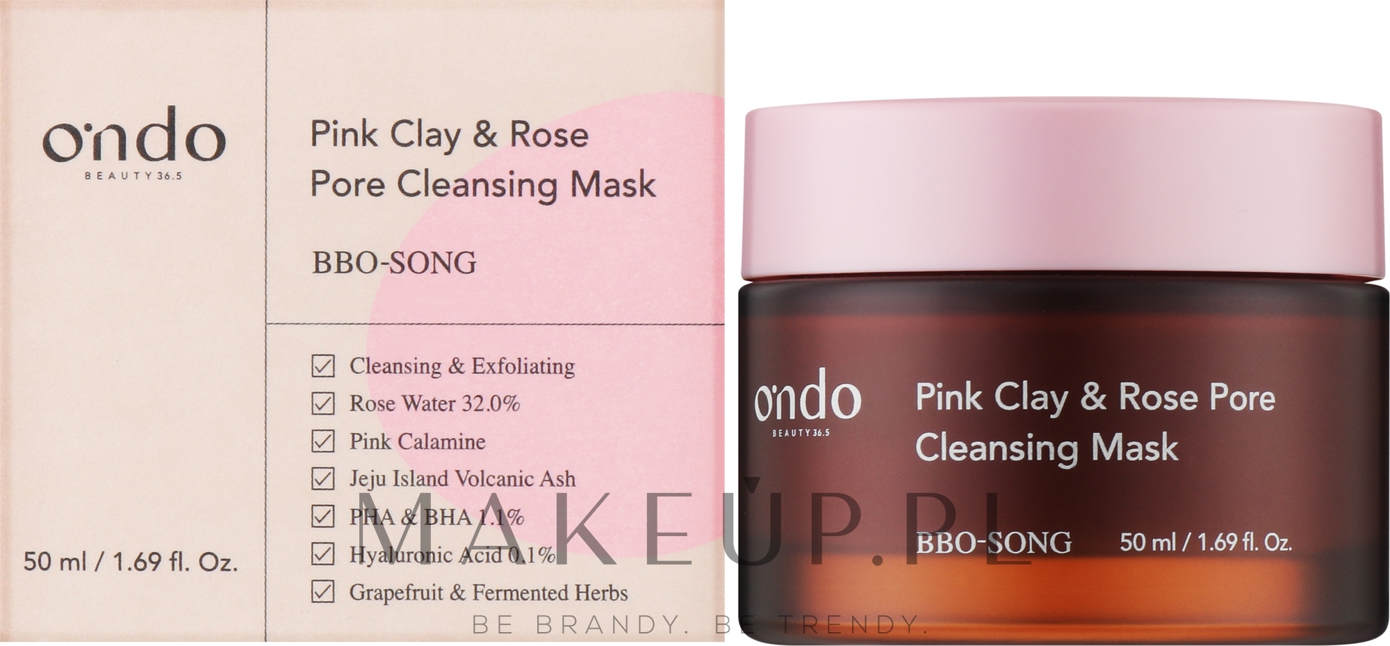 Maseczka oczyszczająca z różową glinką i różą - Ondo Beauty 36.5 Pink Clay & Rose Pore Cleansing Mask — Zdjęcie 50 ml