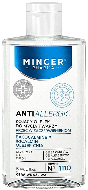 Kojący olejek do mycia twarzy przeciw zaczerwienieniom - Mincer Pharma Anti Allergic 1110 Face Oil
