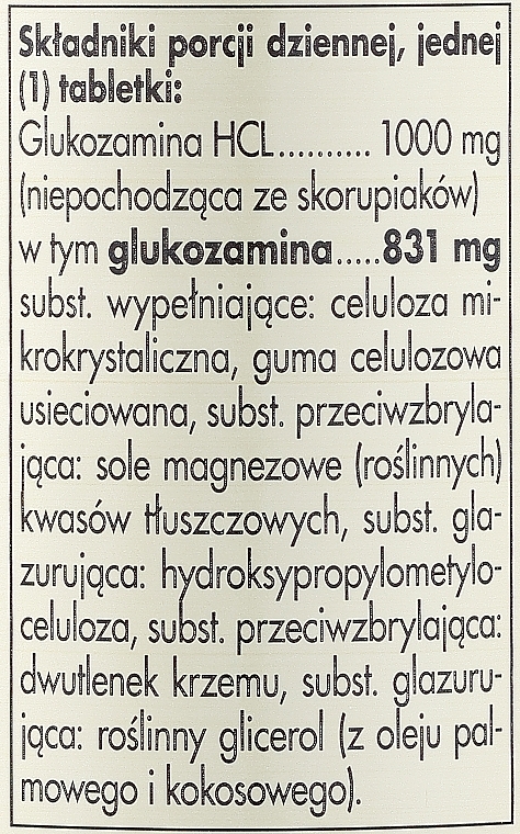 Chlorowodorek glukozaminy 1000 mg - Solgar Shellfish-Free Glucosamine Hydrochloride 1000 mg — Zdjęcie N3