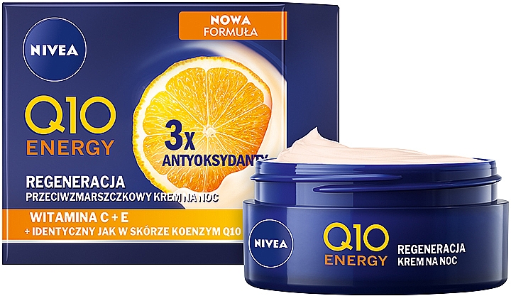 Przeciwzmarszczkowy krem na noc - NIVEA Q10 Energy Recharging Night Cream — Zdjęcie N1