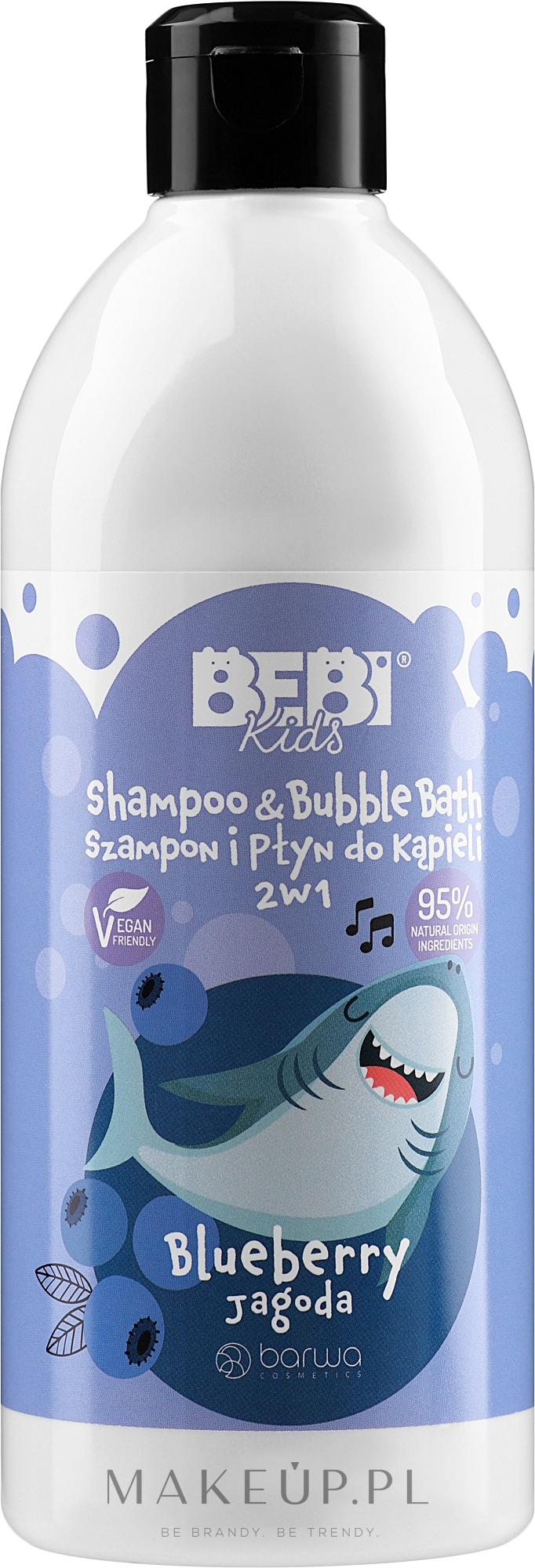 Szampon i płyn do kąpieli dla dzieci 2 w 1 Jagoda - Barwa Bebi Kids Blueberry — Zdjęcie 500 ml