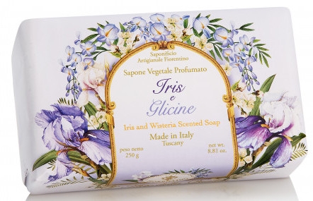 Naturalne mydło w kostce Irys i glicynia - Saponificio Artigianale Fiorentino Iris And Wisteria — Zdjęcie N1