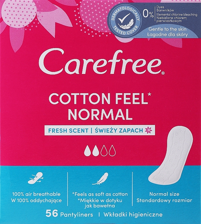 Wkładki higieniczne, 56 szt. - Carefree Cotton Fresh — Zdjęcie N1