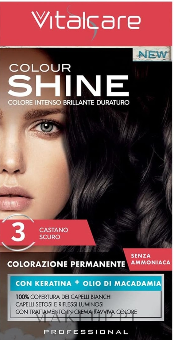 Trwała farba do włosów bez amoniaku - Vitalcare Colour Shine Permanent Hair Colour With Keratin — Zdjęcie 3 - Dark Brown