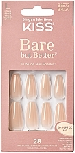 Zestaw sztucznych paznokci z klejem, L - Kiss Bare But Better Nails Nude Drama — Zdjęcie N1