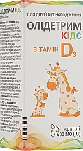Suplement diety Witamina D3, dla dzieci, 600 mg w kroplach, 10 ml - Olidetrim — Zdjęcie N2