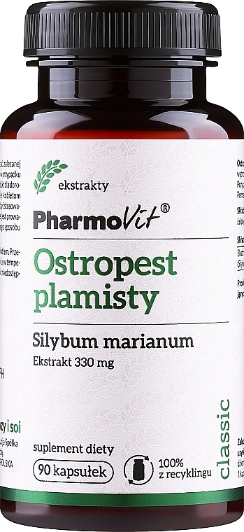 Suplement diety Ostropest plamisty, 330 mg - Pharmovit Silybum Marianum — Zdjęcie N1