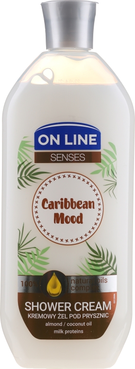 Kremowy żel pod prysznic Olejek migdałowy i kokosowy z proteinami mleka - On Line Caribbean Mood Shower Cream — Zdjęcie N1