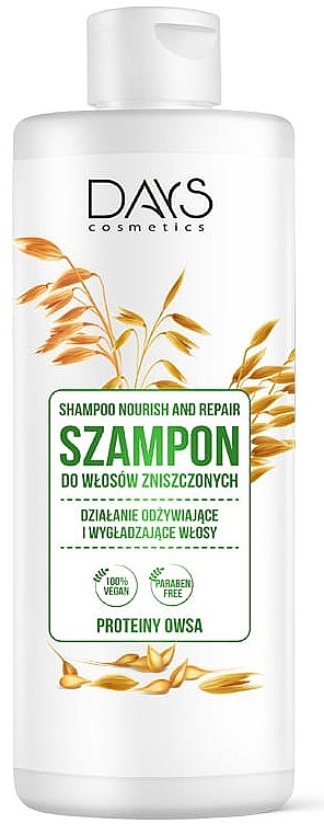 Szampon do włosów zniszczonych Proteiny owsa - Days Cosmetics Shampoo Nourish And Repair — Zdjęcie N1