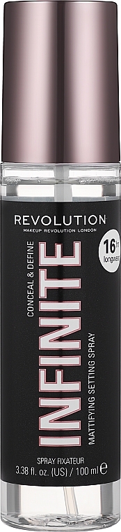Matująca mgiełka utrwalająca makijaż - Makeup Revolution Conceal & Define Infinite Makeup Fixing Spray 16H — Zdjęcie N1