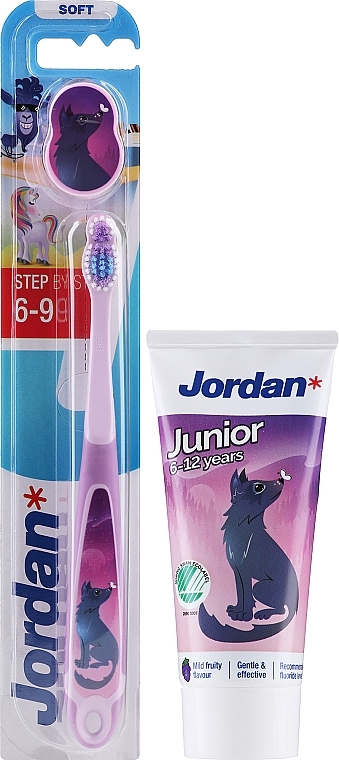 Zestaw dla dzieci w wieku 6-12 lat, wilk - Jordan Junior (toothpaste/50 ml + toothbrush/1 pc) — Zdjęcie N1