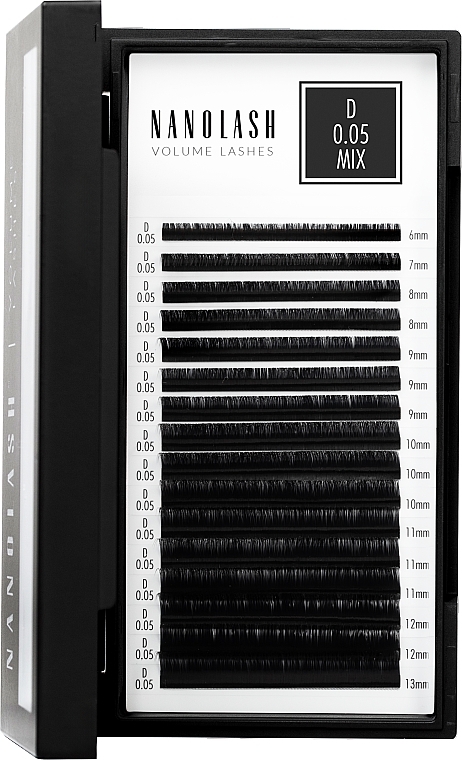 Sztuczne rzęsy D, 0.05 (6-13 mm), mix - Nanolash Volume Lashes — Zdjęcie N3