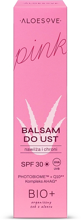 Regenerujący i ochronny balsam do ust z SPF 30 - Aloesove Pink Lip Balm SPF 30 — Zdjęcie N2