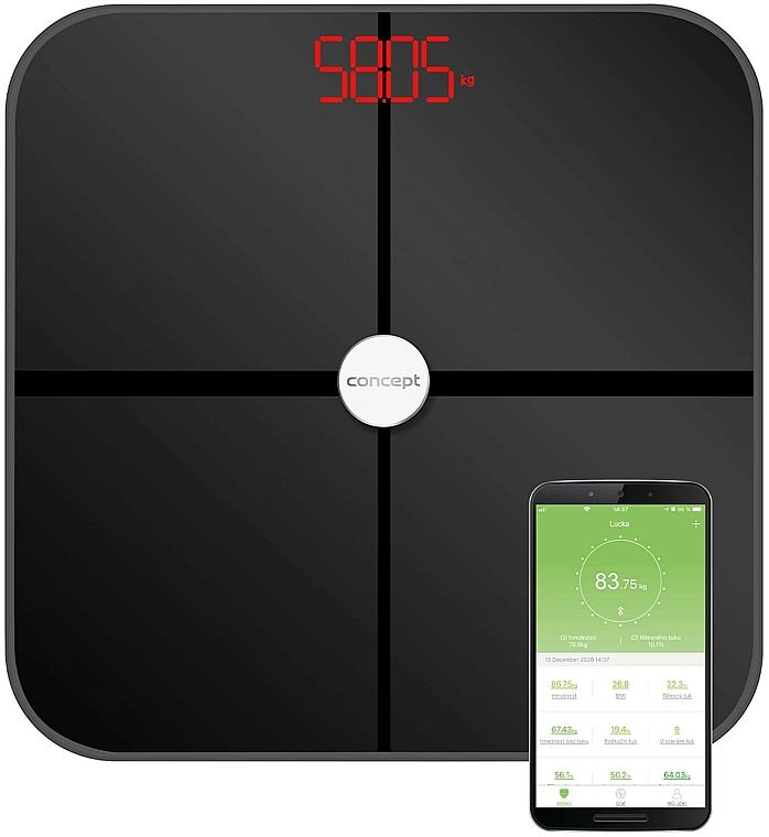 Waga łazienkowa VO4011, czarna - Concept Body Composition Smart Scale — Zdjęcie N2