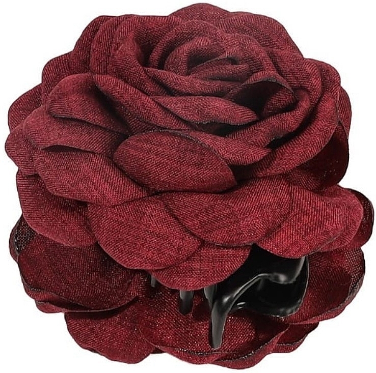 Spinka do włosów Rose Flower SP288BOR, 9 cm, bordowa - Ecarla — Zdjęcie N1