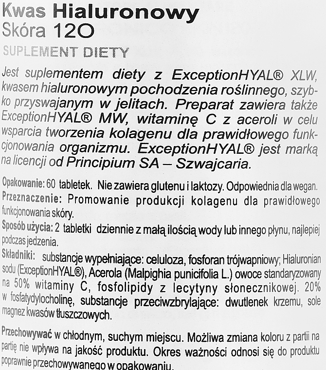 Suplement diety Kwas hialuronowy dla skóry - BiosLine Principium Laluronico Skin 120 — Zdjęcie N2
