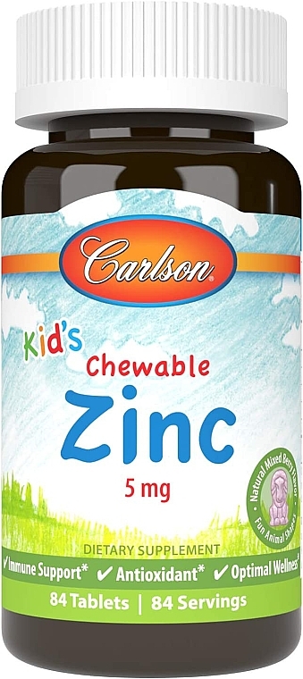 Cynk do żucia, naturalny smak jagodowy, 5 mg - Carlson Labs Kid's Chewable Zinc — Zdjęcie N2