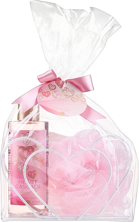 Zestaw - Accentra Heart Cascade Magnolia Dream Gift Set (sh/gel/200ml + washcloth/1pcs) — Zdjęcie N1