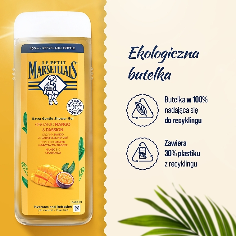 Żel pod prysznic Organiczne mango i marakuja - Le Petit Marseillais Extra Gentle Shower Gel Organic Mango & Passion Fruit — Zdjęcie N5