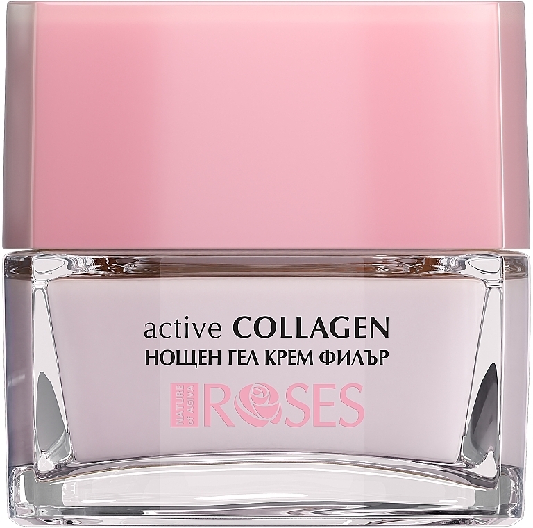 Żel do twarzy na noc z aktywnym kolagenem i wodą różaną - Nature of Agiva Roses Active Collagen Night Gel Cream — Zdjęcie N1