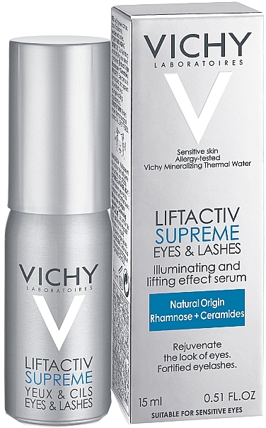 Rozświetlające serum do skóry wokół oczu i do rzęs - Vichy LiftActiv Supreme Eyes & Lashes Serum — Zdjęcie N8