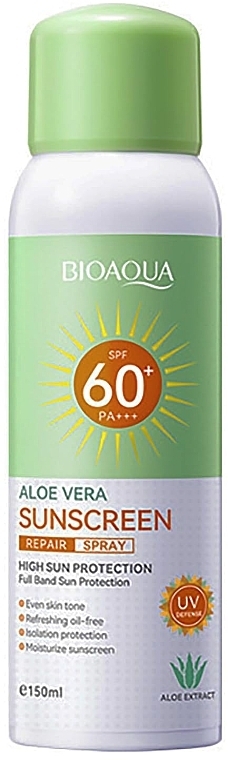 Spray przeciwsłoneczny do twarzy z ekstraktem z aloesu - Bioaqua Aloe Vera Sunscreen Repair Spray SPF60+ — Zdjęcie N1