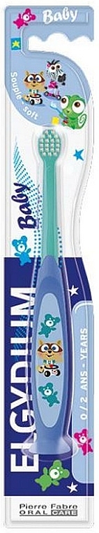 Szczoteczka do zębów dla dzieci, 0-2 lata, niebieska - Elgydium Baby Souple Soft — Zdjęcie N1