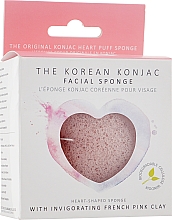 Gąbka - The Konjac Sponge Company Premium Heart Puff with French Pink Clay — Zdjęcie N2