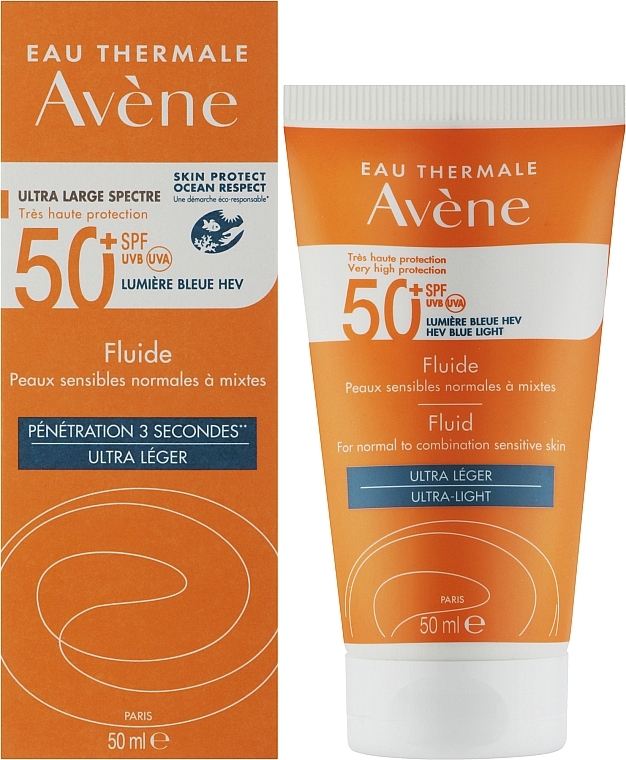 PRZECENA! Lekki krem-fluid przeciwsłoneczny do twarzy - Avene Soins Solaires Fluide SPF50+ * — Zdjęcie N3