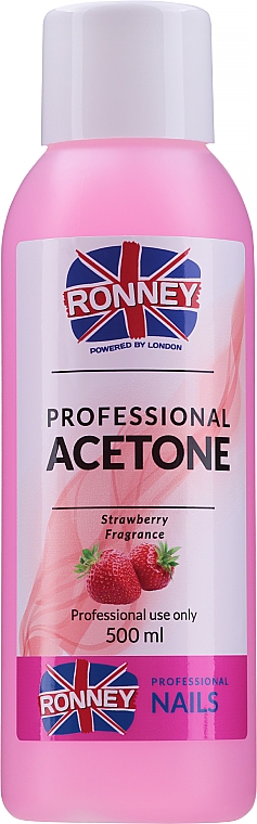 Acetonowy zmywacz do paznokci Truskawka - Ronney Professional Acetone Strawberry — Zdjęcie N3