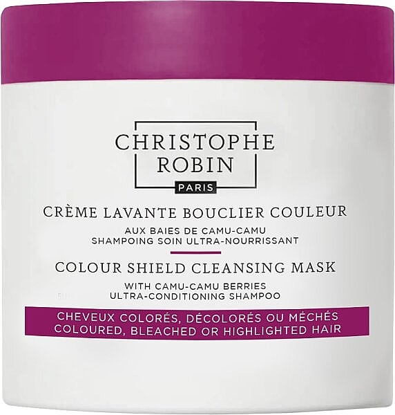 Oczyszczająca maska ​​do włosów farbowanych i z pasemkami - Christophe Robin Color Shield Cleansing Mask With Camu-Camu Berries — Zdjęcie N1