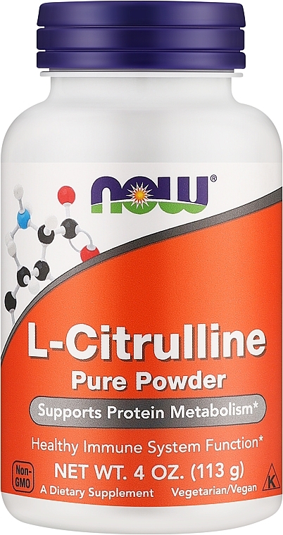 Suplement diety L-cytrulina w proszku - Now Foods L-Citrulline Pure Powder — Zdjęcie N1