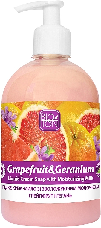 Kremowe mydło w płynie Grejpfrut i geranium - Bioton Cosmetics Active Fruits Grapefruit & Geranium Soap — Zdjęcie N1