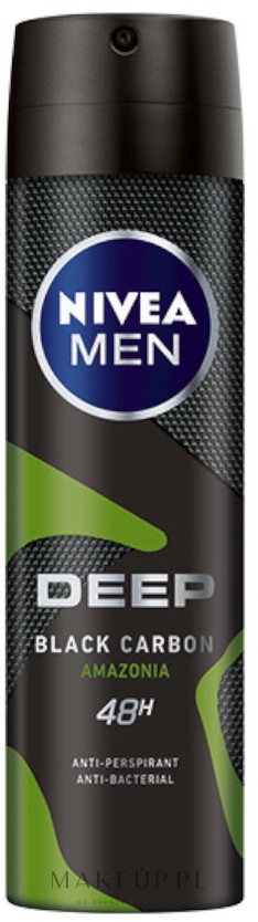 Antyperspirant w sprayu dla mężczyzn - NIVEA MEN Deep Black Carbon Amazonia Anti-Perspirant — Zdjęcie 150 ml