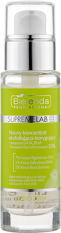 Serum do twarzy - Bielenda Professional Supremelab Night Exfoliating & Correcting Concentrate AHA BHA And Succinic Acid 10% — Zdjęcie N1