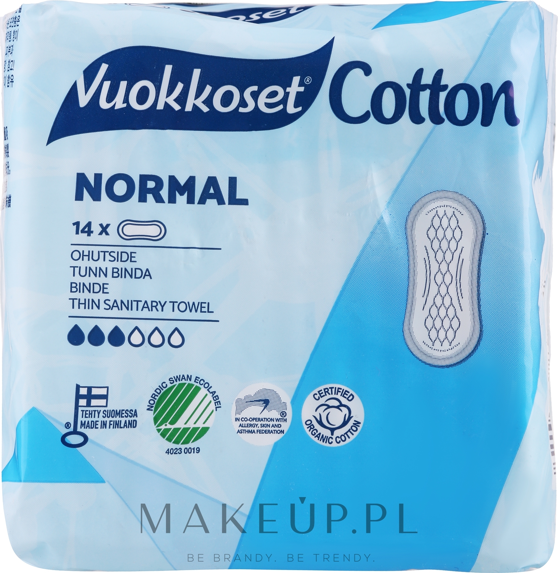 Podpaski bez skrzydełek, 14 szt. - Vuokkoset Cotton Normal Sensitive — Zdjęcie 14 szt.