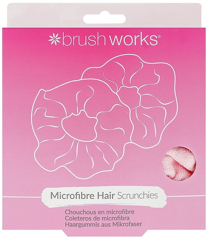 Gumki do włosów z mikrofibry, różowe, 2 sztuki - Brushworks Microfibre Hair Scrunchies — Zdjęcie N1