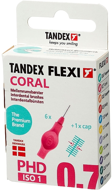 Szczoteczki międzyzębowe, 0,7 mm, koralowe - Tandex Flexi Fine Coral — Zdjęcie N1