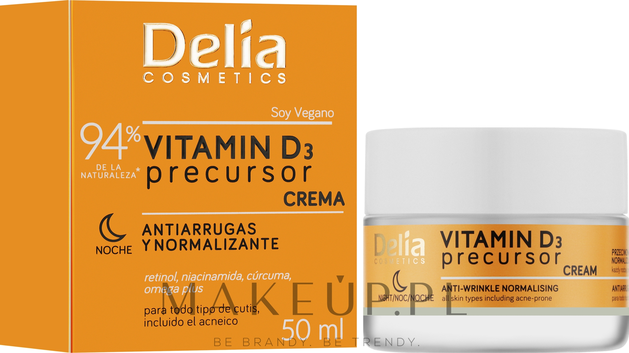 Krem przeciwzmarszkowo-normalizujący na noc z witaminą D3 - Delia Vitamin D3 Precursor Night Cream — Zdjęcie 50 ml