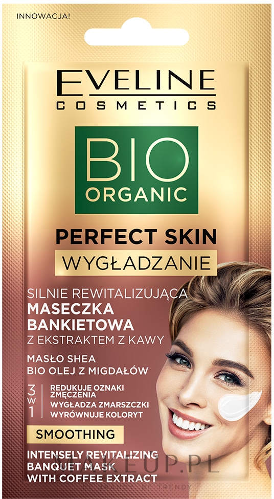 Silnie rewitalizująca maseczka bankietowa z ekstraktem z kawy - Eveline Cosmetics Perfect Skin  — Zdjęcie 8 ml