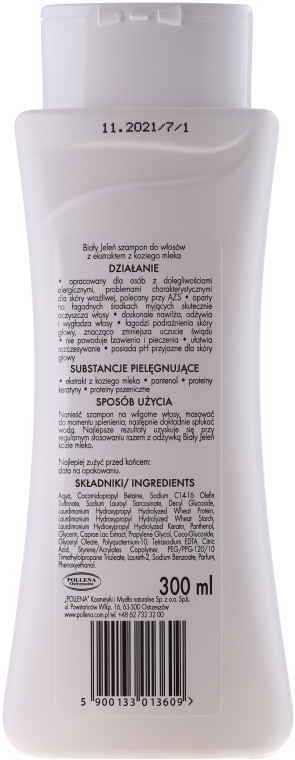 Hipoalergiczny szampon nawilżający z kozim mlekiem - Biały Jeleń — Zdjęcie N3