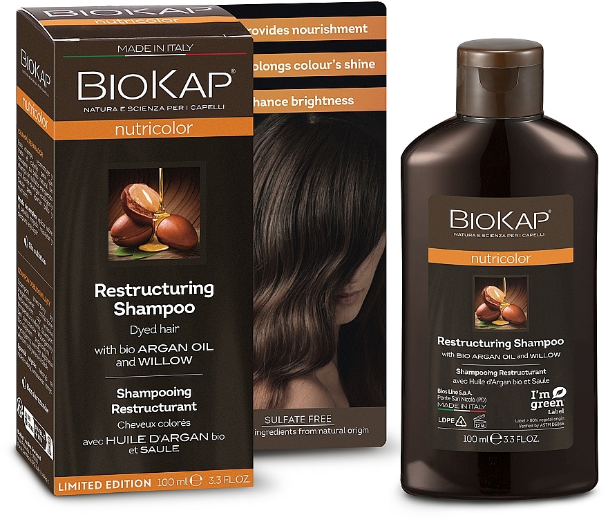 PREZENT! Bezsiarczanowy szampon regenerujący - BiosLine BioKap Nutricolor Shampoo — Zdjęcie N1