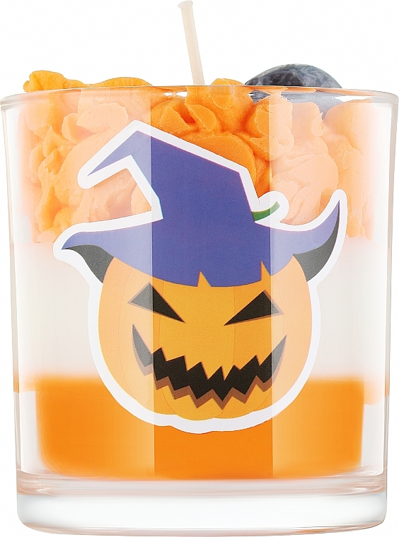 Świeca dekoracyjna Halloween, dynia z fioletowym kapeluszem - KaWilamowski Scented Candle — Zdjęcie N1