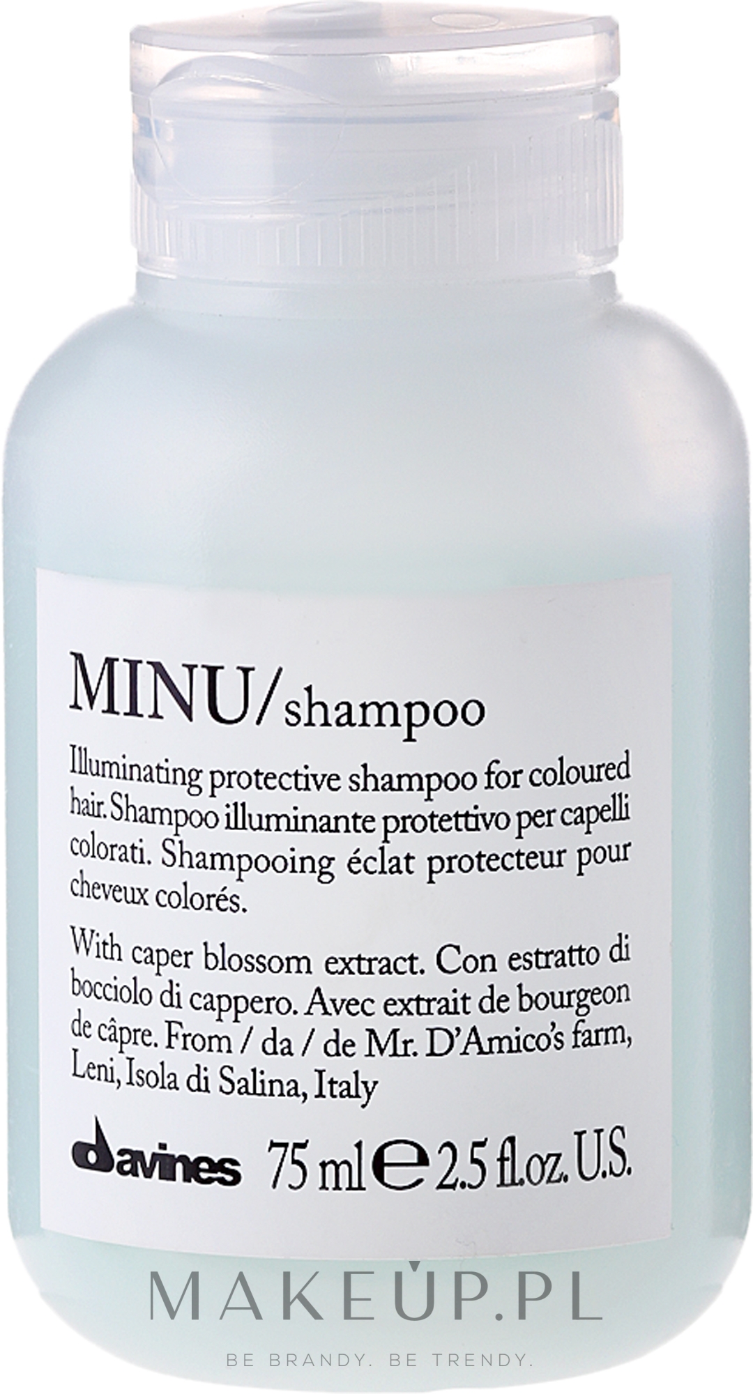 Rozświetlający i ochronny szampon do włosów farbowanych - Davines Minu Shampoo — Zdjęcie 75 ml