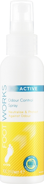 Dezodorant w sprayu do stóp z siarczanem magnezu - Avon Foot Works Active Odour Control Spray — Zdjęcie N1